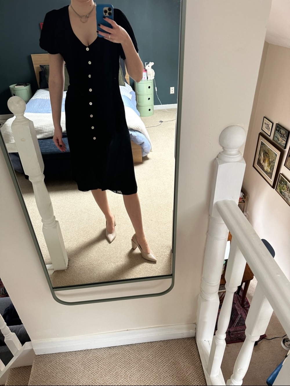 Wilfred Black Button-Front Midi Dress